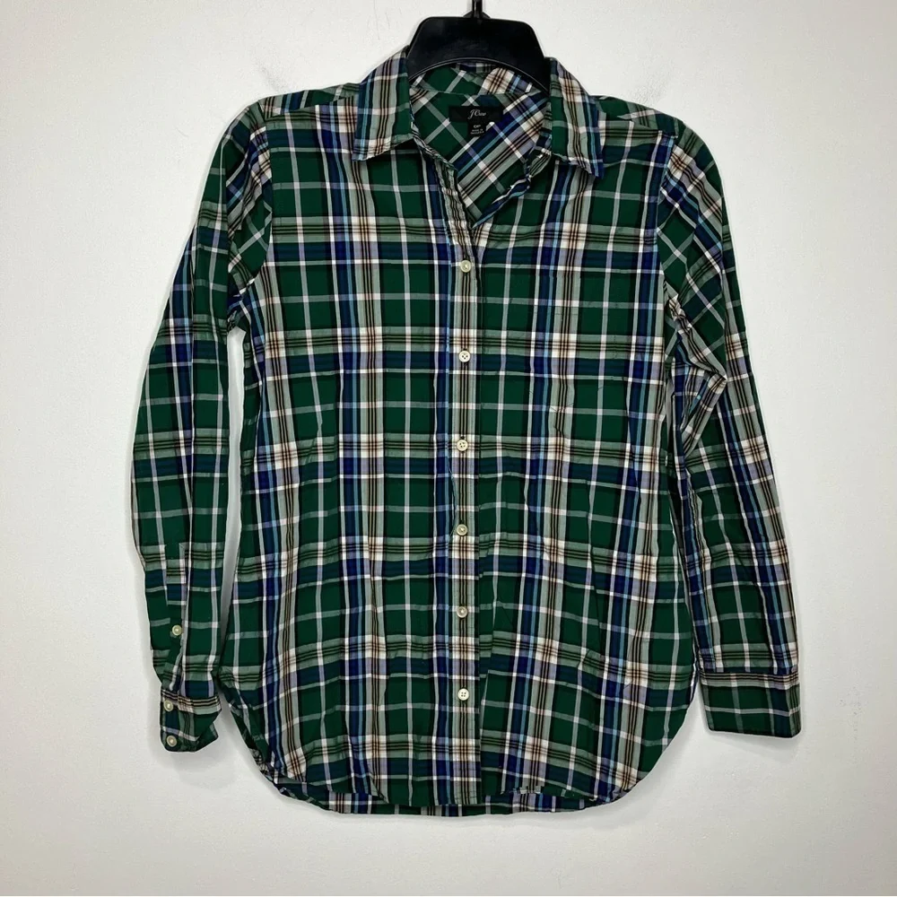 J. Crew plaid button‎ down shirt size 0P